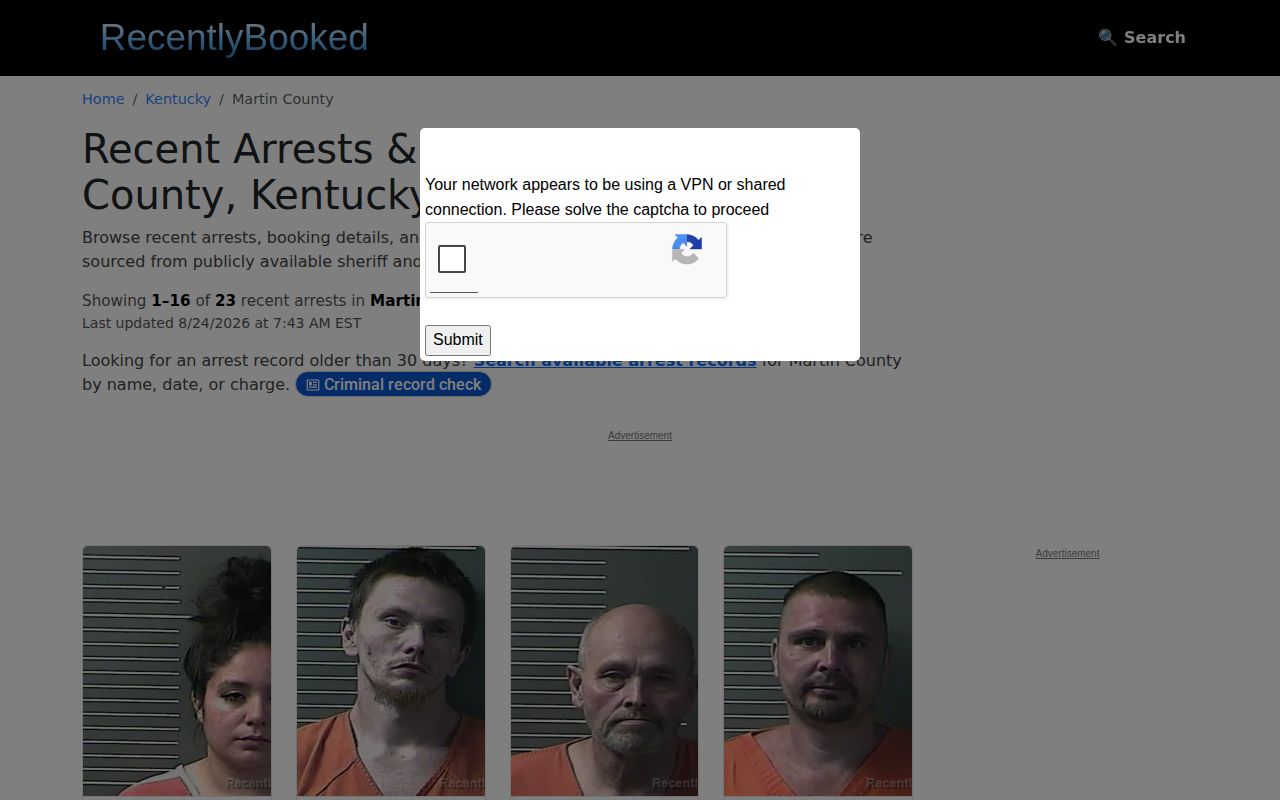 RecentlyBooked unofficial Martin County page